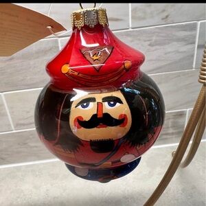 Inside hand painted glass nutcracker ornament